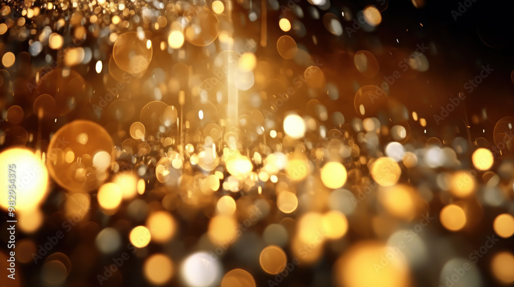 Blur bookeh gold lights or flashes on a dark white color background
