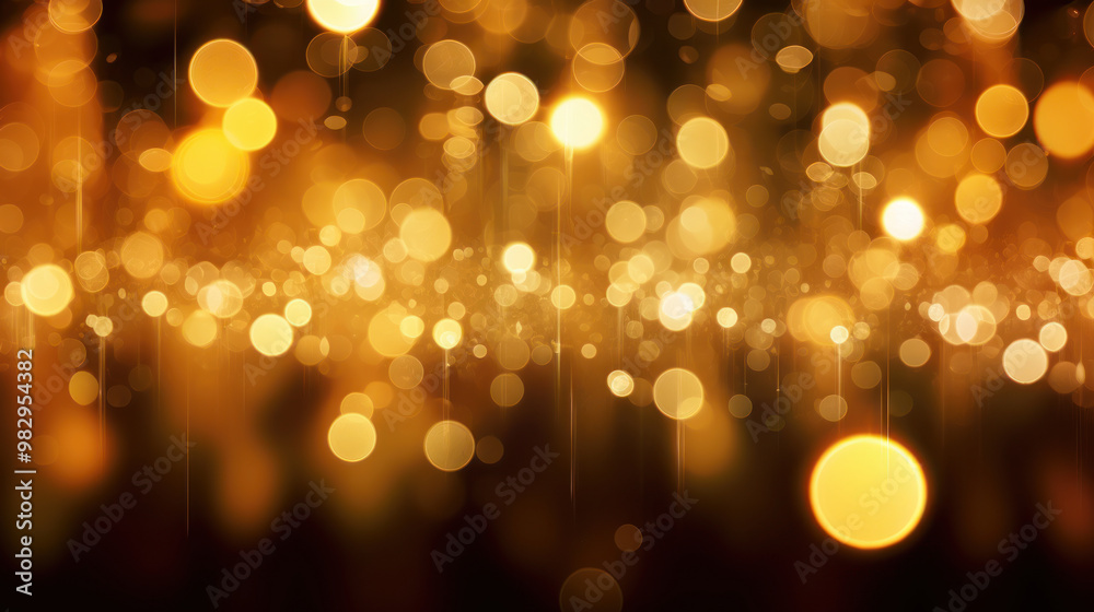 Obraz premium Blur bookeh gold lights or flashes on a dark brown color background