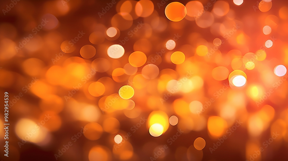 Fototapeta premium Blur bookeh gold lights or flashes on a dark orange color background