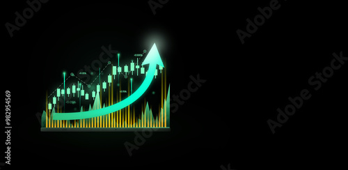 Smartphone with growing finance chart