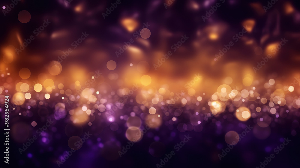 Blur bookeh gold lights or flashes on a dark purple color background Blur bookeh gold lights or flashes on a dark purple color background