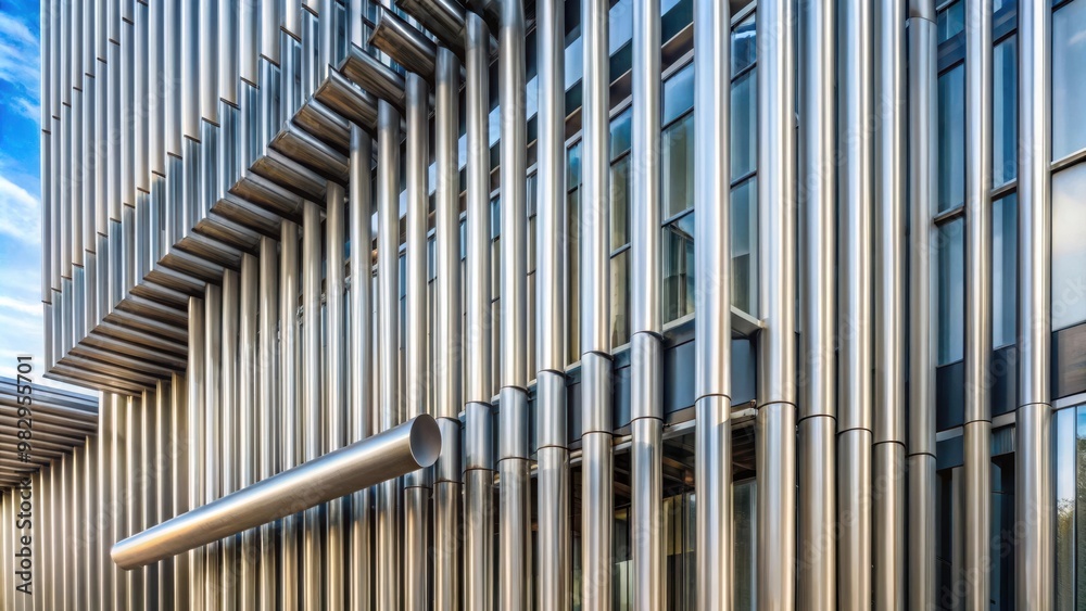 Exterior building design featuring aluminum tubes for modern architectural facade decor