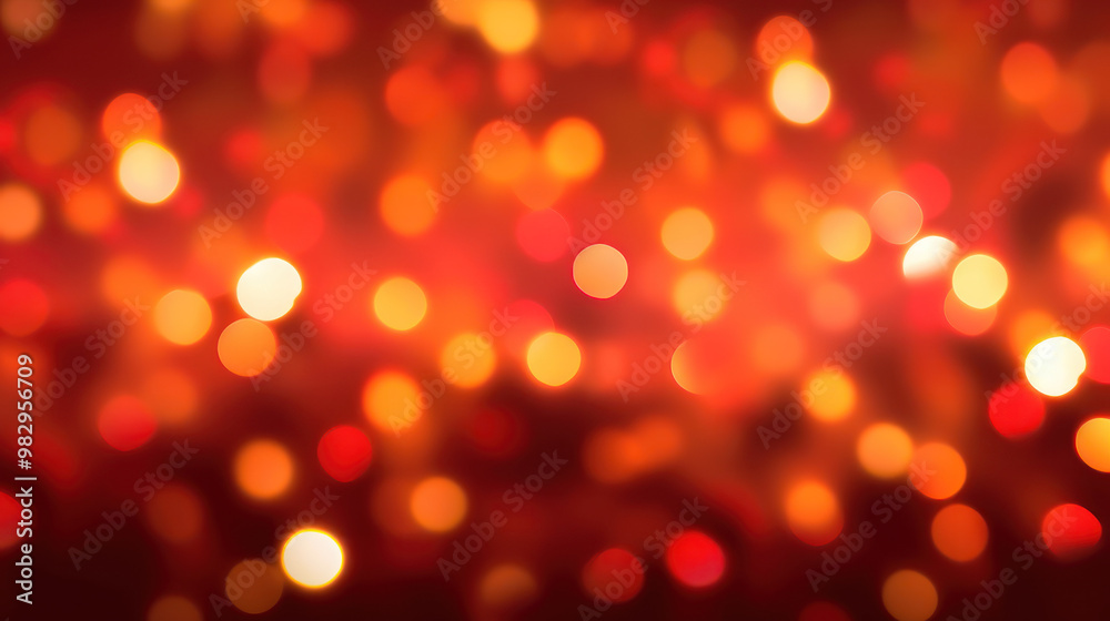 Blur bookeh gold lights or flashes on a vivid red color background Blur bookeh gold lights or flashes on a vivid red color background