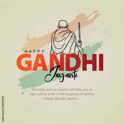 2nd October Happy gandhi jayanti. indian Freedom Fighter Mahatma Gandhi he is known as Bapu. abstract vector illustration design photo