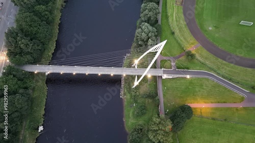 Aerial view of the bridge over the Mourne River in Strabane in Northern Ireland photo