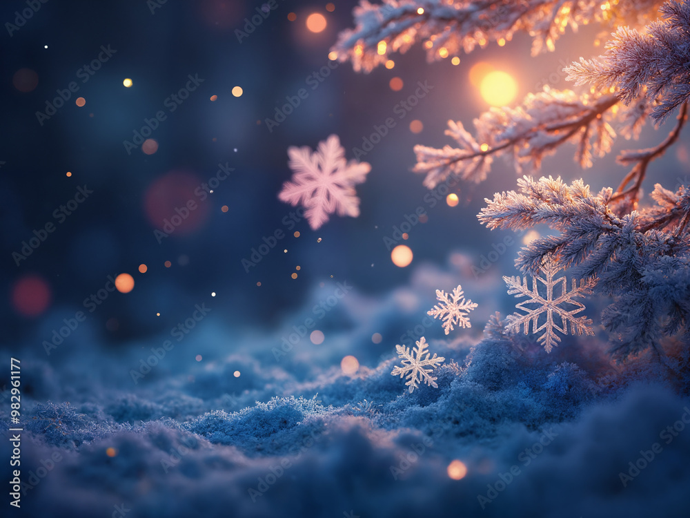 Digital illustration of snowflakes background at outdoor Christmas night. Digital illustration of snowflakes background at outdoor Christmas night.