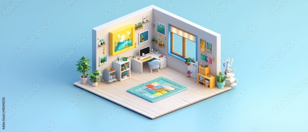 Cozy and Bright Indoor Room with Art and Decor Cozy and Bright Indoor Room with Art and Decor