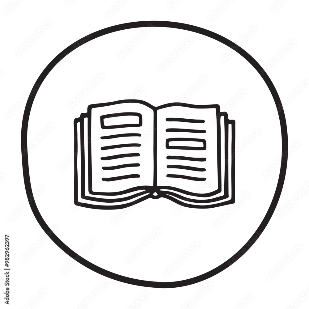 Doodle book icon handdrawn with ink pen. Knowledge and education symbol. PNG isolated on transparent background and vector illustration Doodle book icon handdrawn with ink pen. Knowledge and education symbol. PNG isolated on transparent background and vector illustration