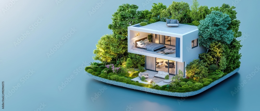 Modern House Surrounded by Lush Greenery Modern House Surrounded by Lush Greenery