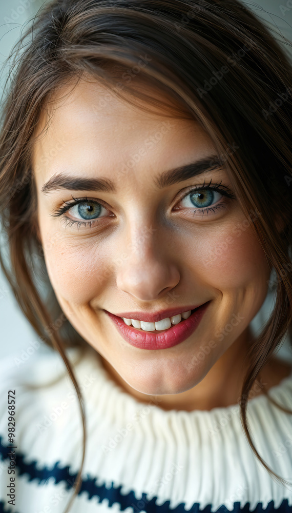 closeup portrait of smiling beautiful gorgeous women in sweater outfit vertical photo closeup portrait of smiling beautiful gorgeous women in sweater outfit vertical photo