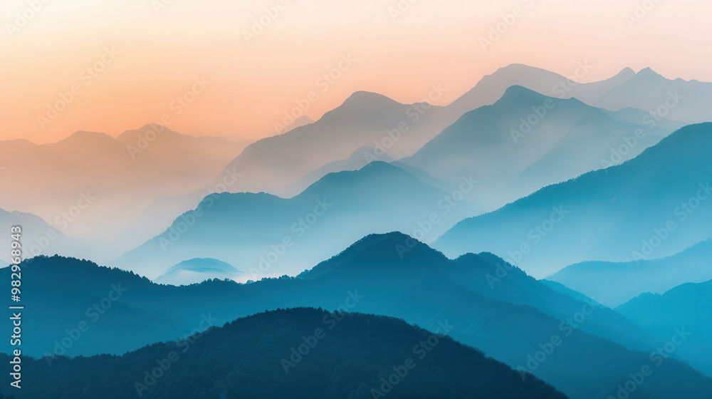 Misty Mountain Serenity, a tranquil morning scene of a mist-covered mountain range, expansive sky, perfect for evoking calm and reflection in written content Misty Mountain Serenity, a tranquil morning scene of a mist-covered mountain range, expansive sky, perfect for evoking calm and reflection in written content