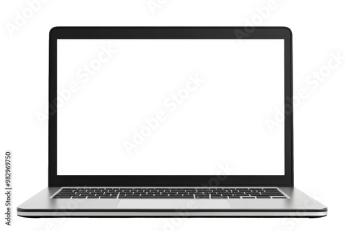 Laptop with blank screen, computer isolated on white background, clipping path, full depth of field