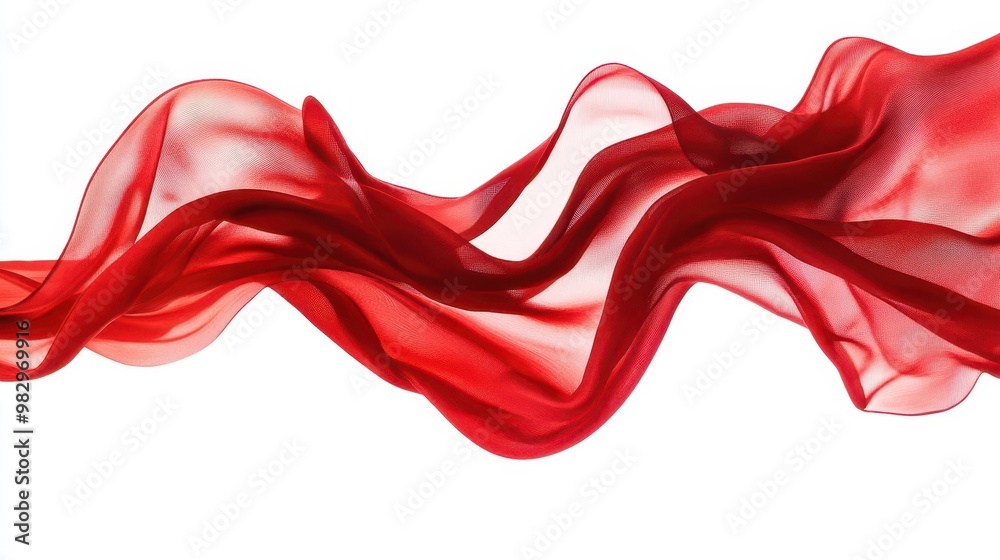 elegant red silk fabric frozen in midair forming intricate folds and waves backlit to enhance its translucent quality against a stark white background elegant red silk fabric frozen in midair forming intricate folds and waves backlit to enhance its translucent quality against a stark white background