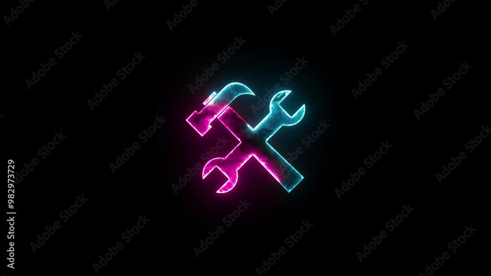 Tool symbols icon glow neon fire symbol animation Tool symbols icon glow neon fire symbol animation