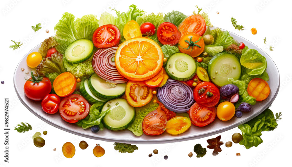 Unique Crisp Vegetable Salad on a White Background Or Vegetable Salad On a Plate Unique Crisp Vegetable Salad on a White Background Or Vegetable Salad On a Plate