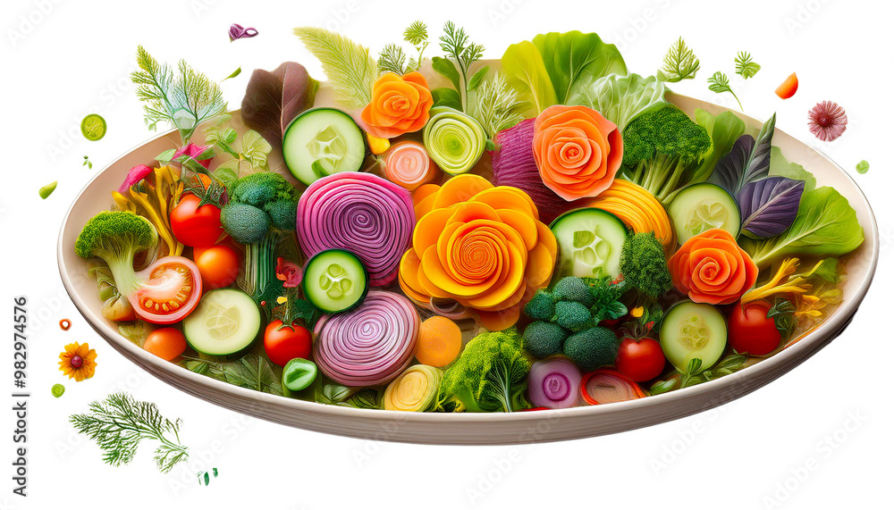 Unique Crisp Vegetable Salad on a White Background Or Vegetable Salad On a Plate Unique Crisp Vegetable Salad on a White Background Or Vegetable Salad On a Plate