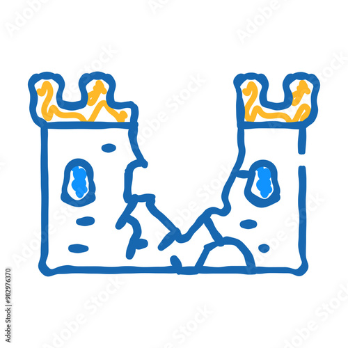 destroyed wall of castle doodle icon sketch vector. destroyed wall of castle sign. isolated symbol illustration