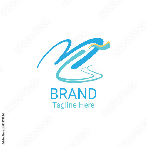 simple logo with the initial letter M in flowing water style