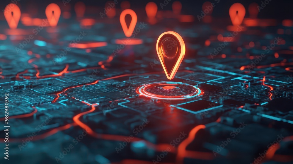 futuristic 3d holographic map interface glowing location pins data visualization sleek design techforward logistics concept futuristic 3d holographic map interface glowing location pins data visualization sleek design techforward logistics concept