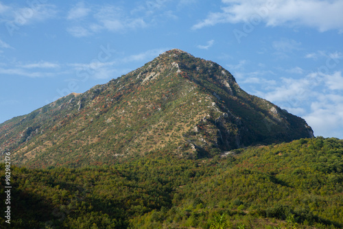 Mountain landscape in Albania. The beautiful summer nature in Europe. Adventure travel in Albania. 