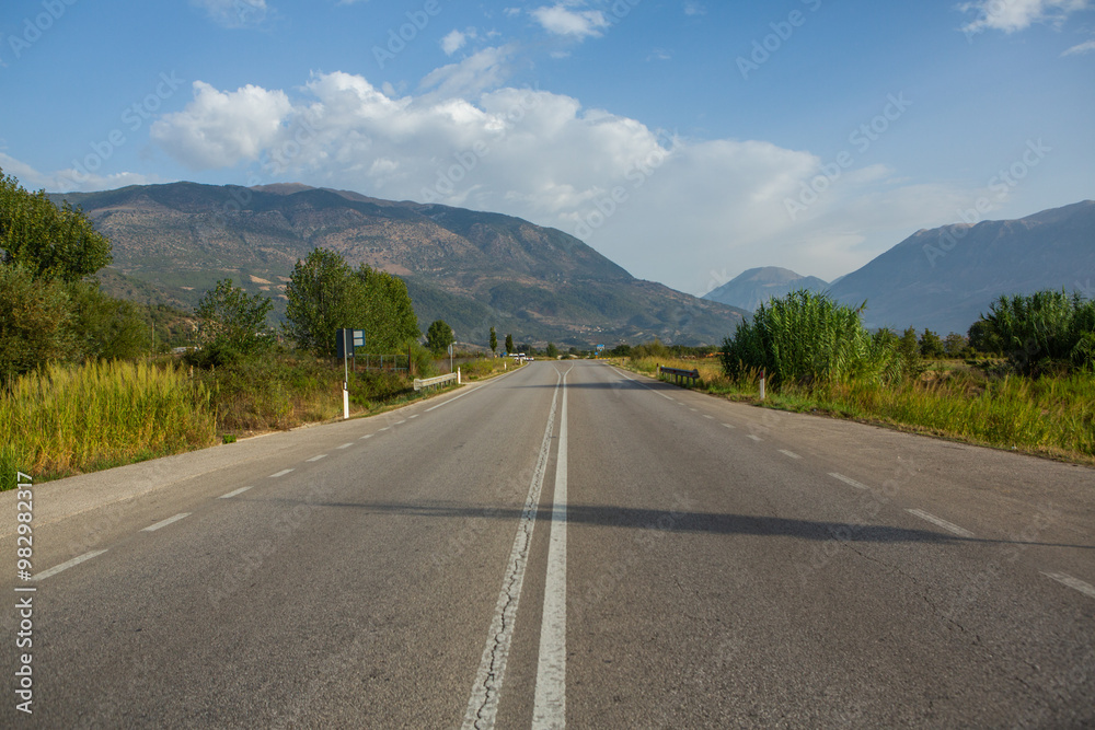 Fototapeta premium Mountain landscape in Albania. The beautiful summer nature in Europe. Adventure travel in Albania. 