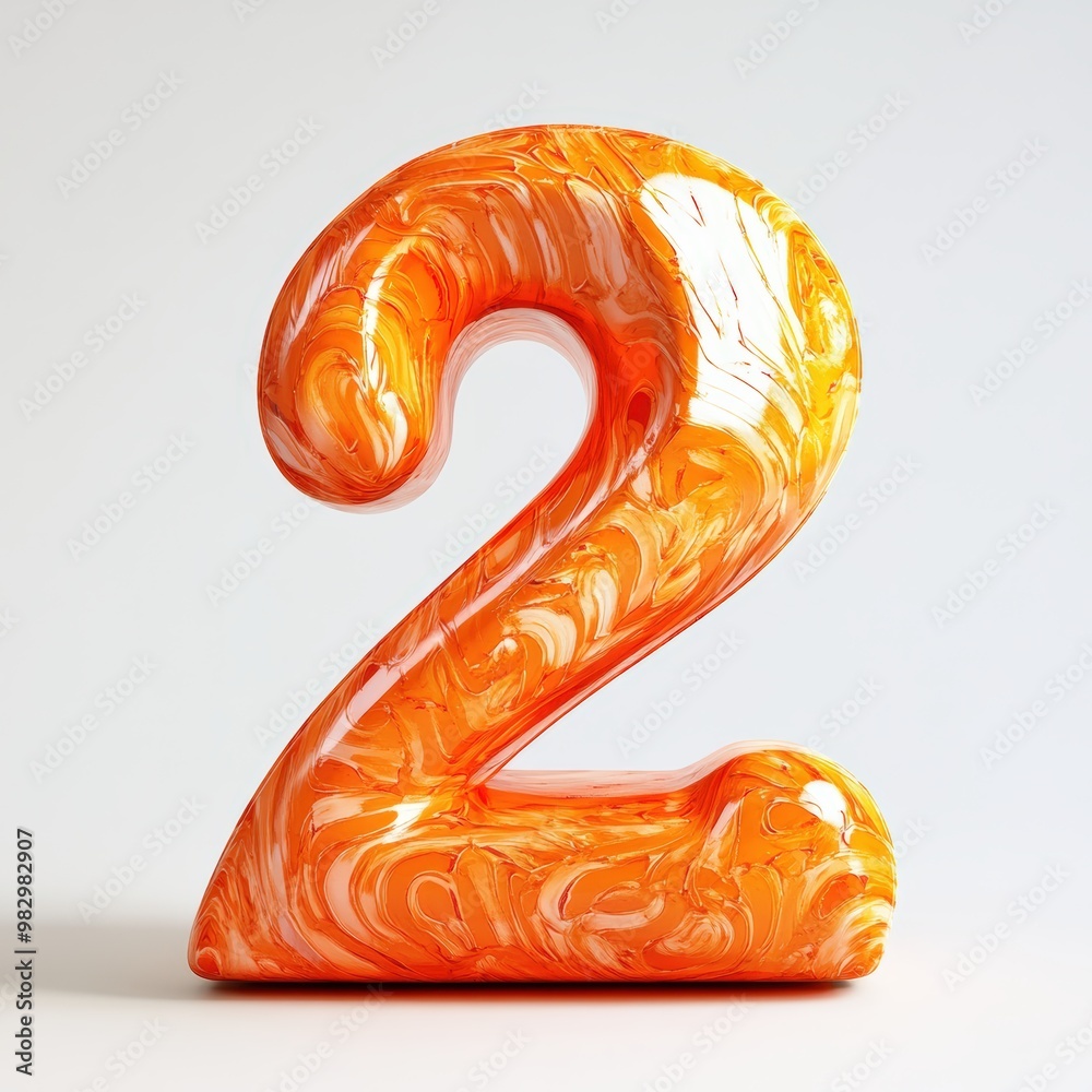 3D number 2 with orange texture realistic modern design, soft lighting, white background. 3D number 2 with orange texture realistic modern design, soft lighting, white background.