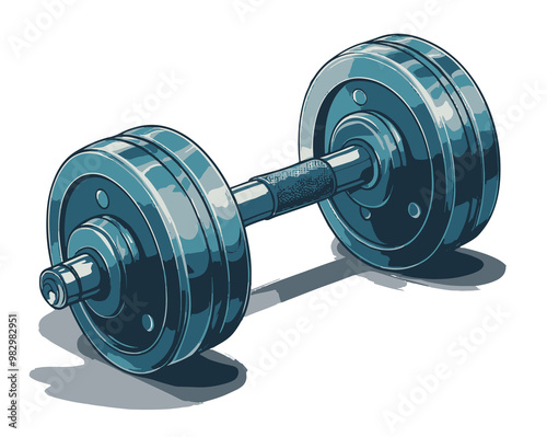 Dumbbell isolated on white PNG ((Made by AI and then turned into PNG in Ai) photo