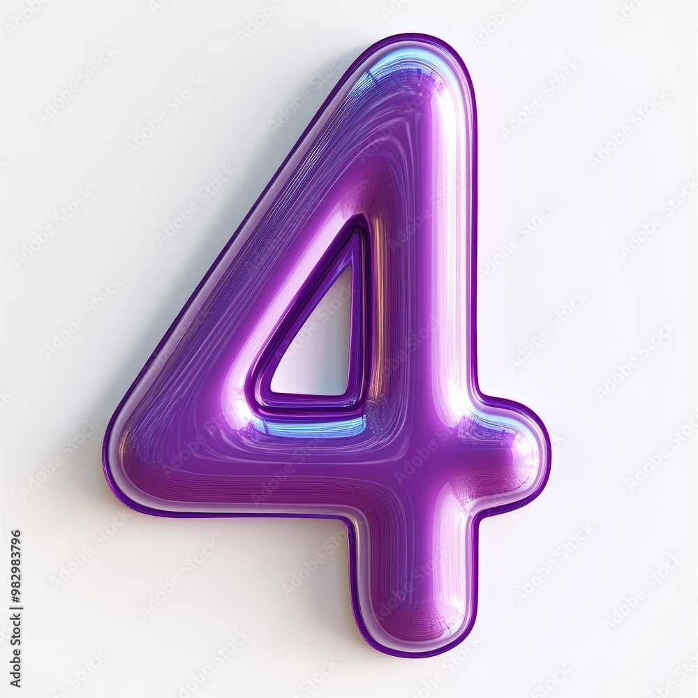 3D number 4 with purple texture realistic modern design, soft lighting, white background. 3D number 4 with purple texture realistic modern design, soft lighting, white background.