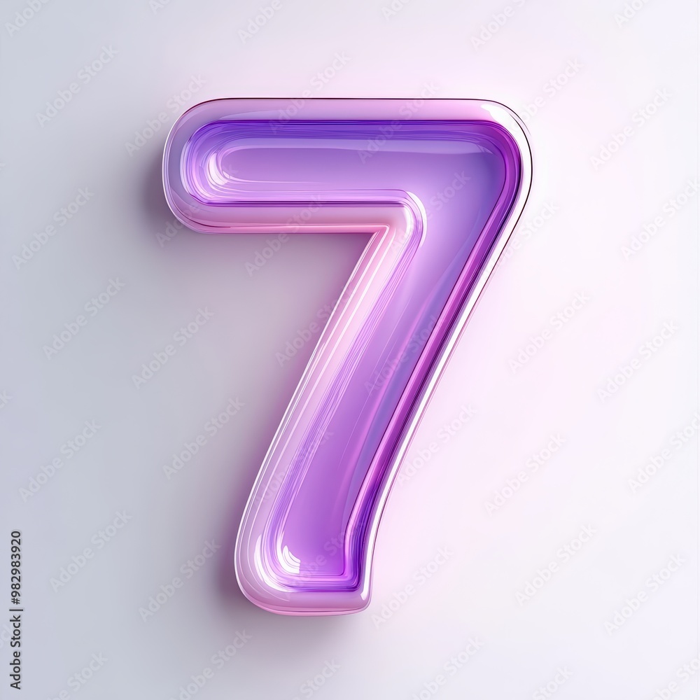 3D number 7 with purple texture realistic modern design, soft lighting, white background. 3D number 7 with purple texture realistic modern design, soft lighting, white background.
