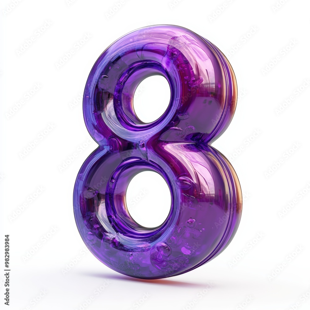 3D number 8 with purple texture realistic modern design, soft lighting, white background. 3D number 8 with purple texture realistic modern design, soft lighting, white background.