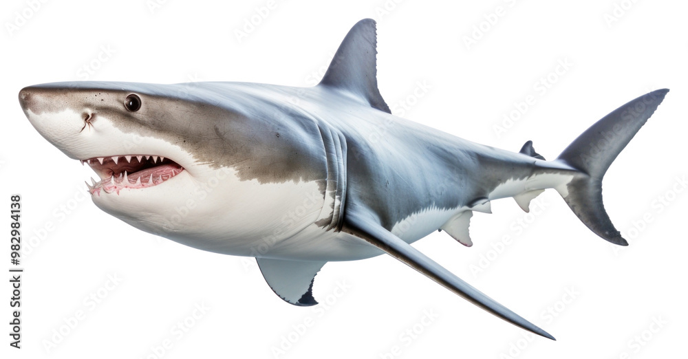 Fototapeta premium PNG Shark animal fish white background.