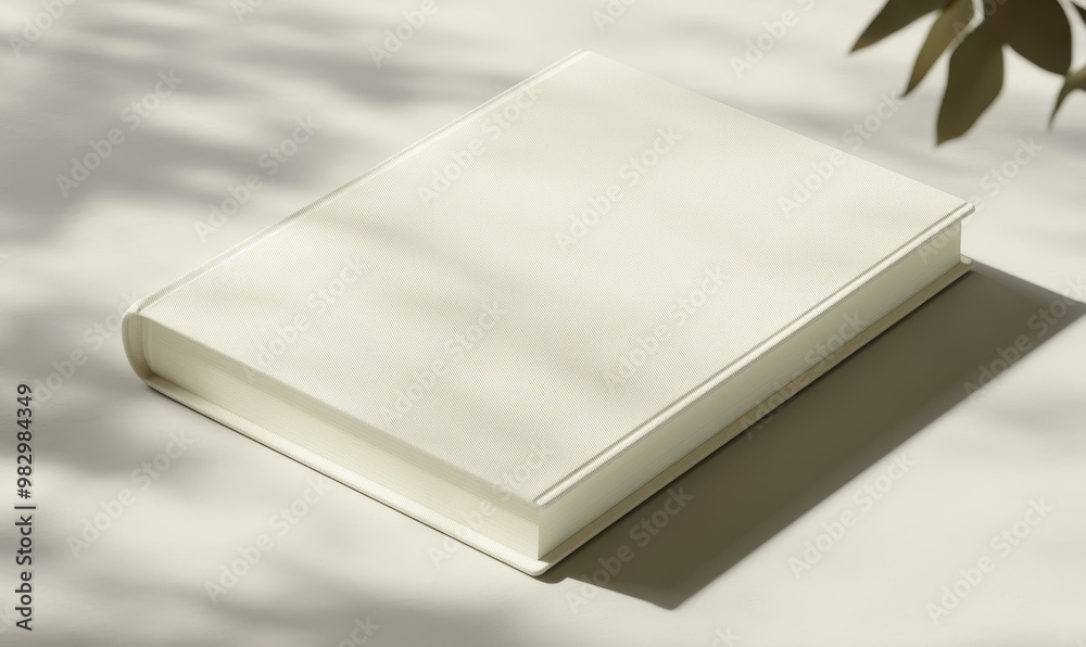 Closed white book with sunlit shadow. Closed white book with sunlit shadow.
