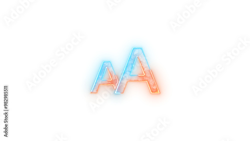 Font symbol icon neon glow on transparent background brown cyan color