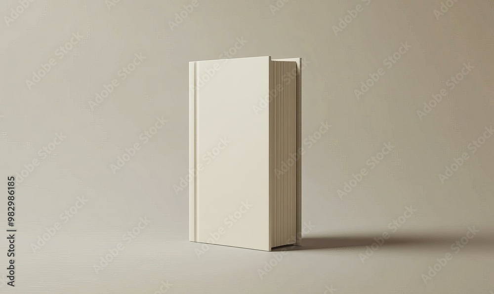 A closed, white book on a light surface. A closed, white book on a light surface.