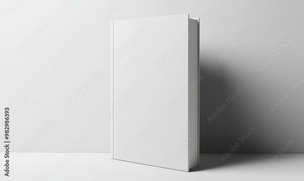 White book standing on white surface. White book standing on white surface.