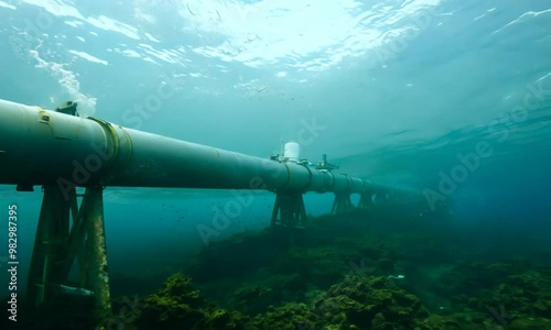 Underwater pipeline transporting gas or oil through the deep sea