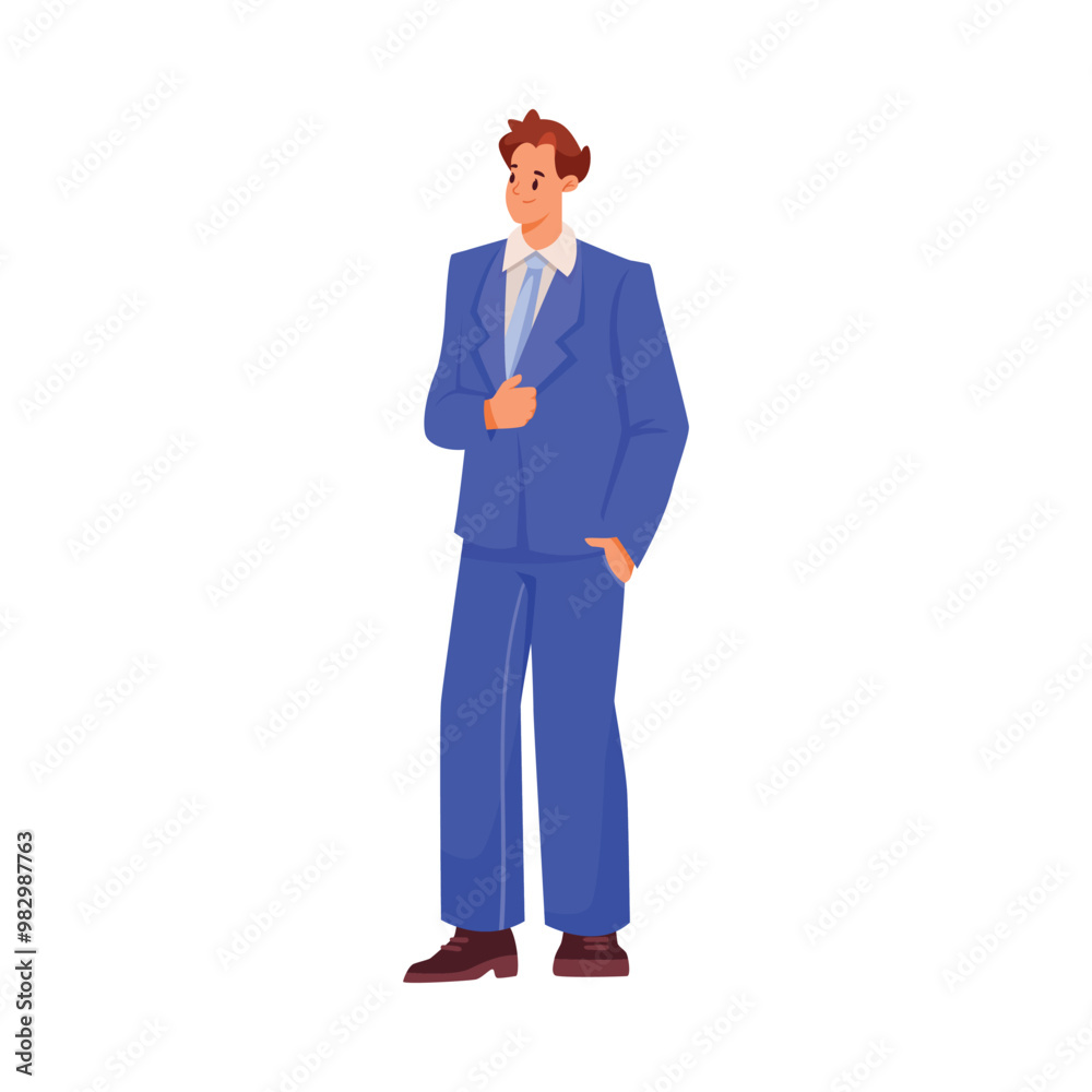 Man Office Staff Character at Workplace Standing in Suit Vector Illustration Man Office Staff Character at Workplace Standing in Suit Vector Illustration