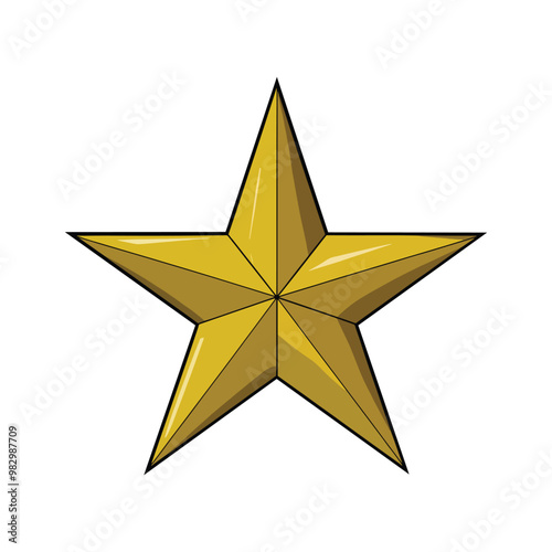 Golden star icon vector Isolated on white Background.