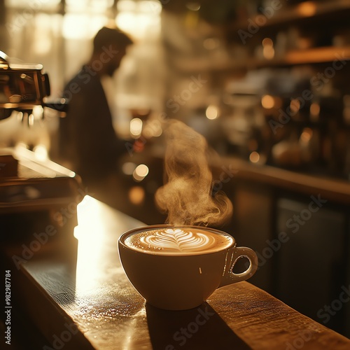 Warm Cup of Coffee in a Cozy Café Setting