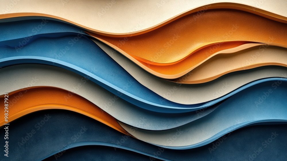 Abstract wavy background with blue, orange, and white colors. Abstract wavy background with blue, orange, and white colors.