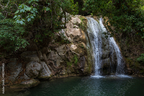 Beautiful scenic landscape of Kefalogourna - Theologos waterfalls area on Thassos island