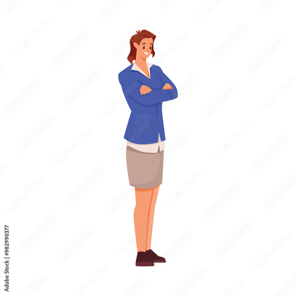Woman Office Staff Character at Workplace Standing in Suit Vector Illustration Woman Office Staff Character at Workplace Standing in Suit Vector Illustration
