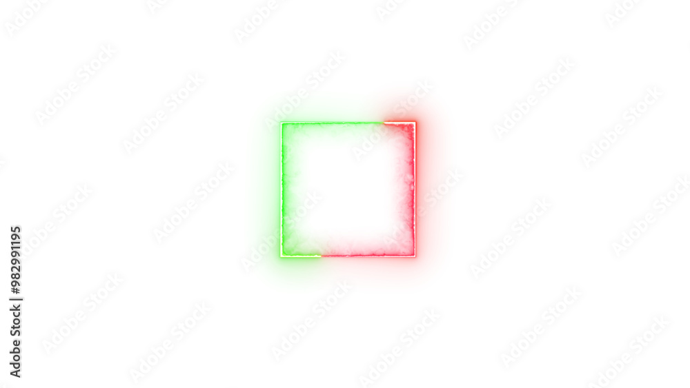 Square shape symbol icon neon glow on transparent background green red color Square shape symbol icon neon glow on transparent background green red color