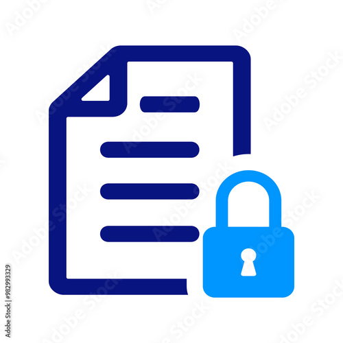 Secure document, lock icon, document symbol, privacy, protection, information security.