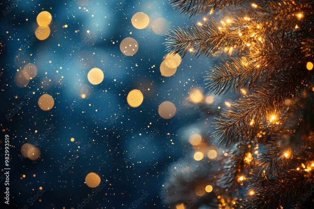 Festive winter background with twinkling lights and snow. Festive winter background with twinkling lights and snow.