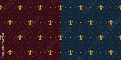 Fleur de lis argyle seamless pattern tile, geometric background pattern

