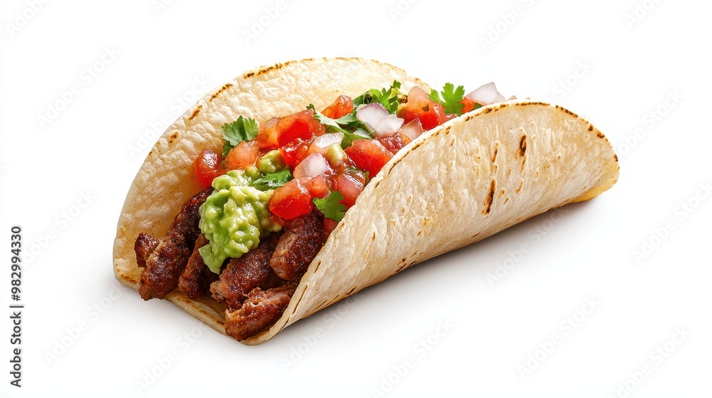 Delicious Taco with Fresh Ingredients and Flavorful Toppings Delicious Taco with Fresh Ingredients and Flavorful Toppings