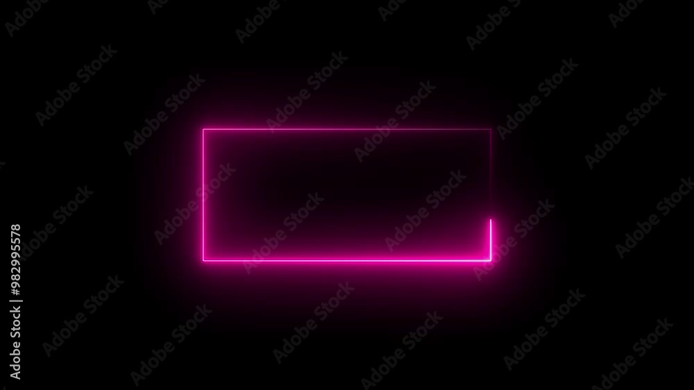 Neon animation of rectangular title frame.Trendy Glow Light 4K Video Animation. Rectangle Border Background. Neon animation of rectangular title frame.Trendy Glow Light 4K Video Animation. Rectangle Border Background.