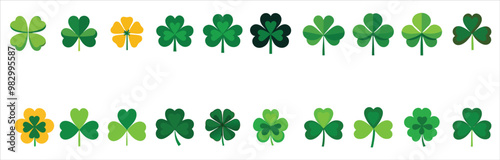 Leaf clover flat vector icon set