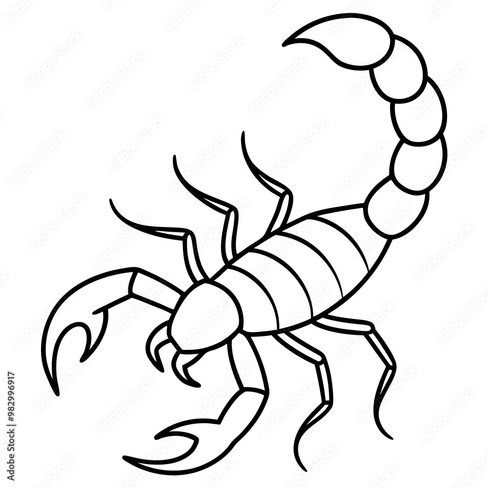 Obraz premium Minimalist Scorpion Line Art with Curved Pincers and Tail